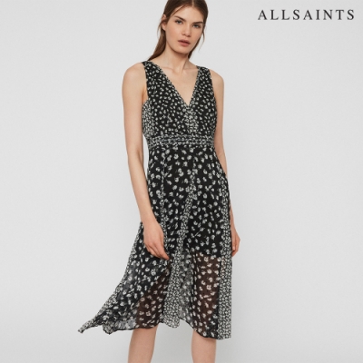 ALLSAINTS MACELLA SCATTER 印花V領無袖及膝連身裙