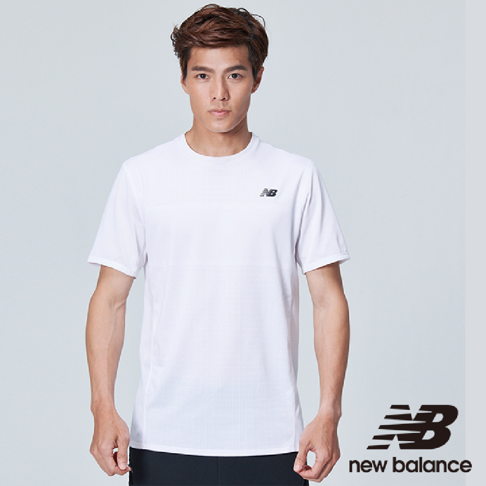 New Balance DRY 透氣緹花短袖上衣 AMT83047WT 男性 白色