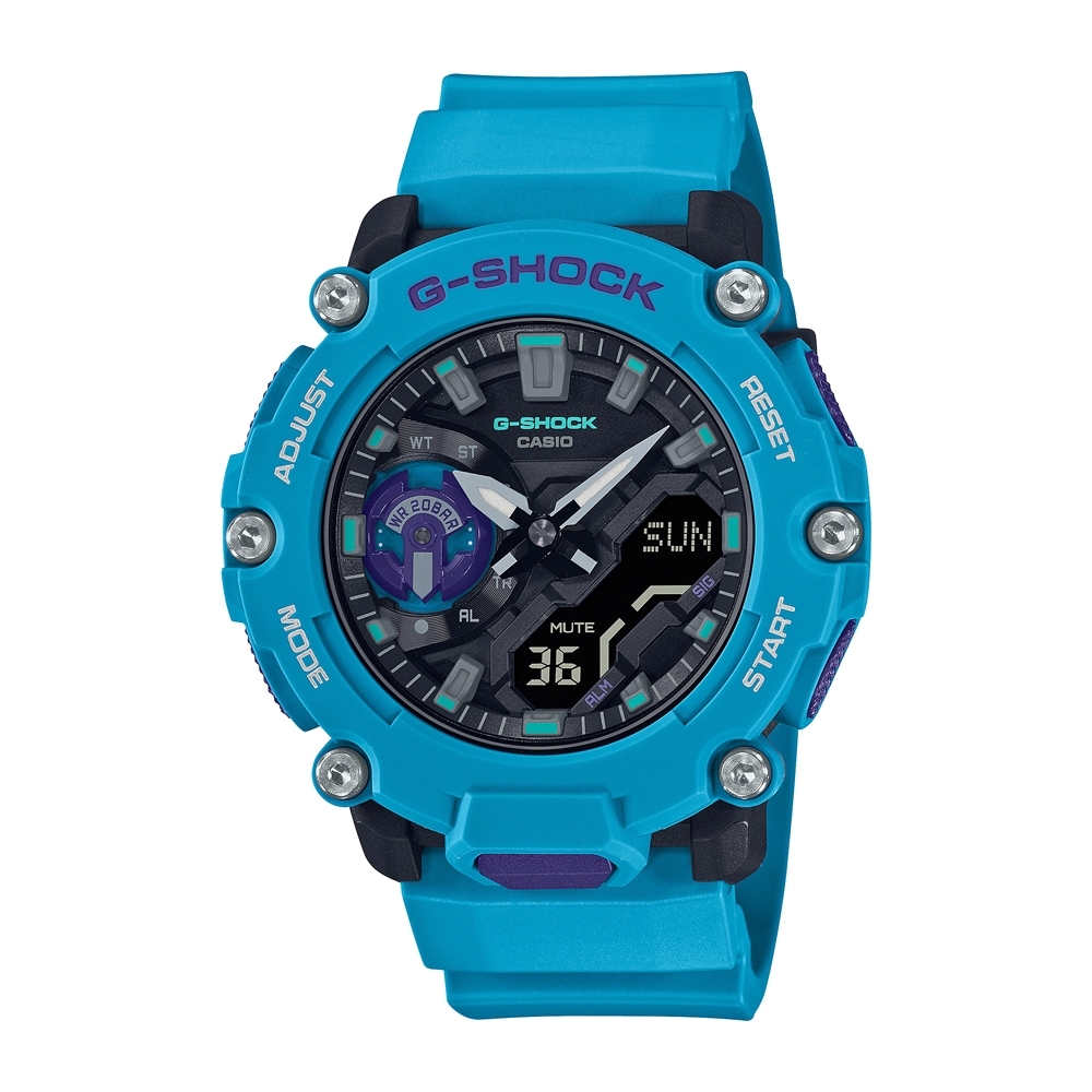 CASIO 卡西歐  G-SHOCK 碳纖維戶外冒險手錶-藍_GA-2200-2A_47.1mm