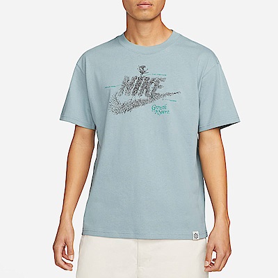 Nike M NSW Sust Graphic Tee 1 [DN5135-041] 男 短袖上衣 T恤 落肩 灰藍