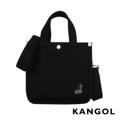 KANGOL 韓版極簡玩色-MINI帆布斜背小方包-黑AKG1215