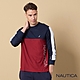 Nautica 男裝 品牌LOGO拼接吸濕排汗長袖T恤-紅 product thumbnail 1