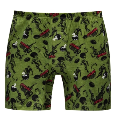 DADADO-競技橄欖球 M-3L印花四角男內褲(綠) 天然絲光棉-吸濕排汗