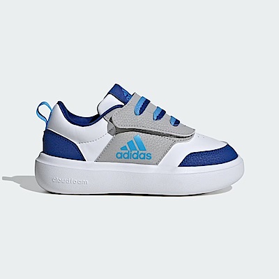 adidas park st ac c id7916 中童 休閒鞋 運動 皮革 緩震 舒適 魔鬼氈 穿搭 白藍