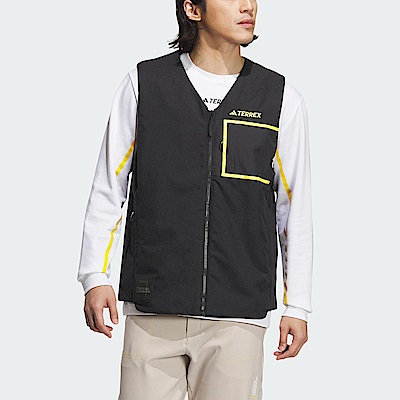 Adidas NAT.GEO Vest [IL8992] 男 運動 背心 亞洲版 戶外 防潑水 保暖 國家地理 黑黃