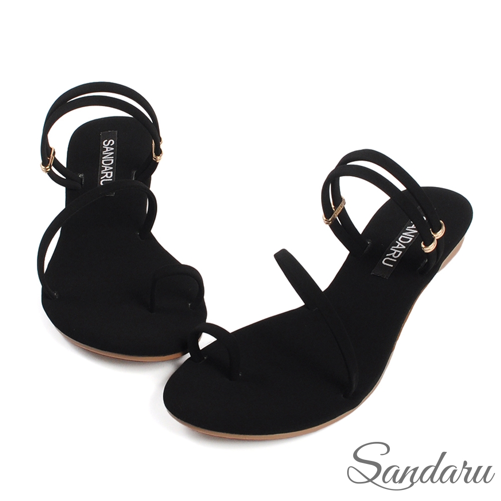 山打努SANDARU-涼鞋 簡約兩穿素色套趾拖鞋-黑牛巴