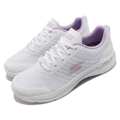 Skechers 休閒鞋 Go Walk Arch Fit 健走 女鞋 專利鞋墊 避震 緩衝 足弓支撐 回彈 白 紫 124860-WLV