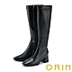 ORIN 時髦簡約素面粗高跟長靴 黑色 product thumbnail 1