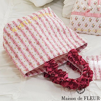 Maison de FLEUR 玫瑰花朵荷葉邊手提包