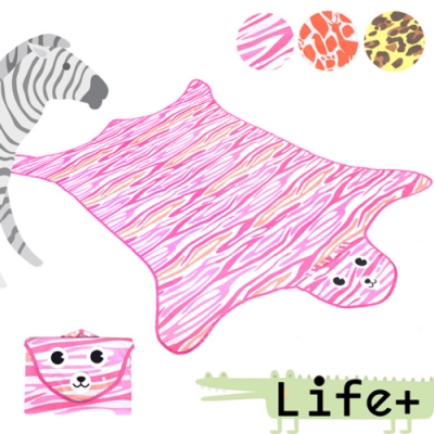 Life Plus 動物叢林 造型野餐墊/遊戲墊_加大款 (粉色_虎紋)