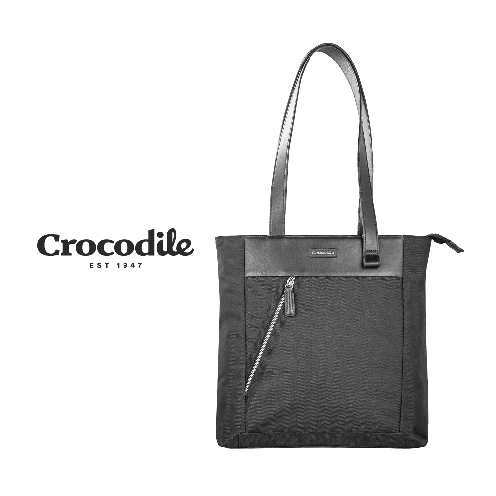 Crocodile 鱷魚皮件 Snapper 3.0系列 布配皮 直式托特包 肩背包-0104-09905-黑藍兩色
