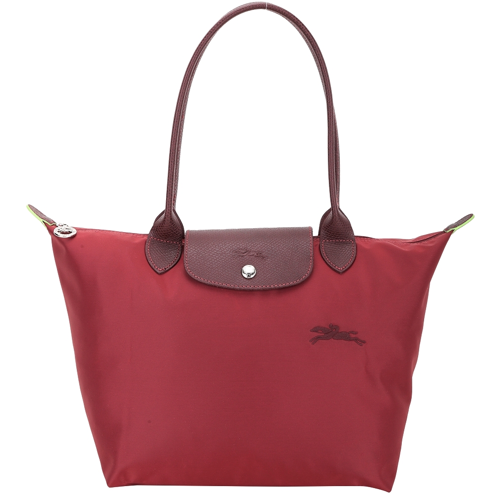 LONGCHAMP Le Pliage Green 小款 奔馬刺繡長提把水餃包(紅色)