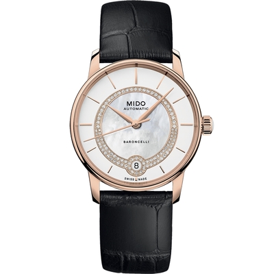 MIDO 美度 官方授權 Baroncelli 奢華優雅真鑽機械錶-M0378073603100