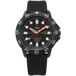 TIMEX 天美時 / 遠征系列 復古風潮 日期 INDIGLO專利冷光照明 矽膠手錶-黑色/45mm