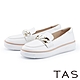 TAS 鍊條裝飾真皮厚底休閒鞋 白色 product thumbnail 1