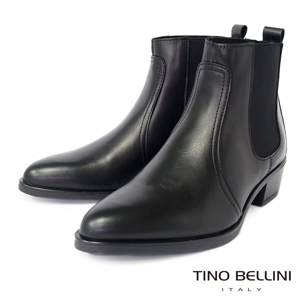 【TINO BELLINI 貝里尼】義大利進口尖頭切爾西短靴FWNV016C-1(黑色)