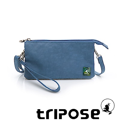 tripose 漫遊系列岩紋簡約微旅手拿/側肩包 蔚水藍