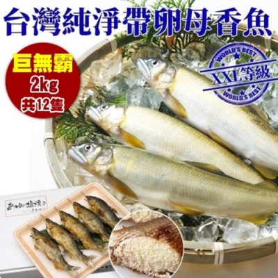 【海陸管家】台灣巨無霸爆卵母香魚2kg/盒(12尾)