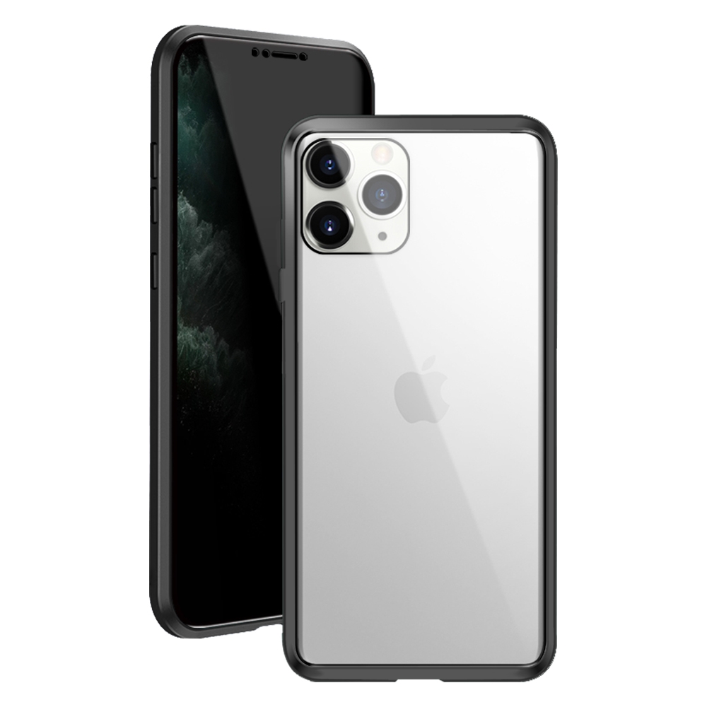 iPhone11Pro 金屬防窺全包磁吸雙面玻璃保護殼 11pro手機殼 黑色款