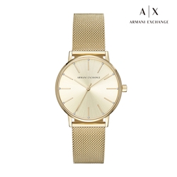 Armani Exchange  Lola 輕奢點鑽時尚女錶 金色不鏽鋼米蘭帶 36MM AX5536