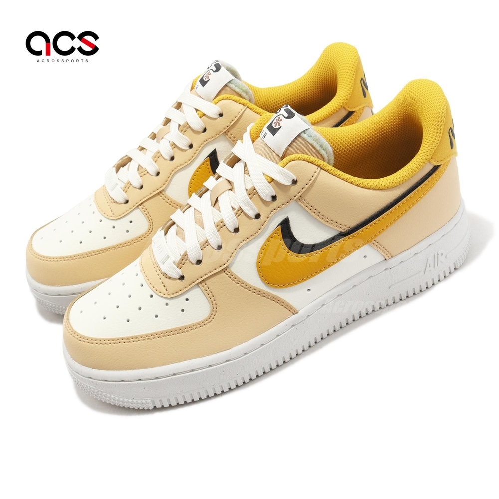 Nike 休閒鞋 Wmns Air Force 1 07 LX 女鞋 奶油白 黃 黑 AF1 拼接 85 DX6065-171