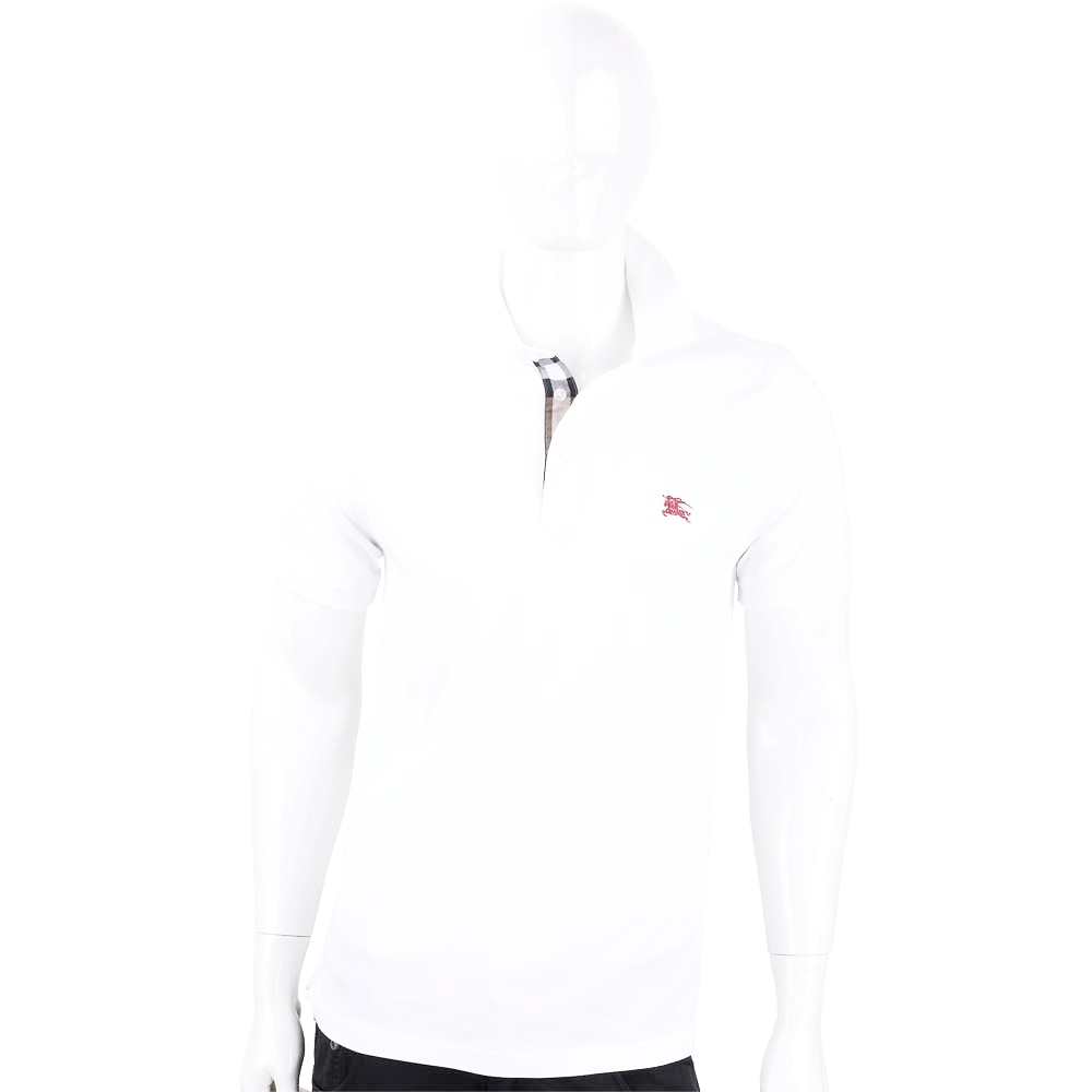 BURBERRY 戰馬刺繡白色棉質短袖POLO衫(男款)