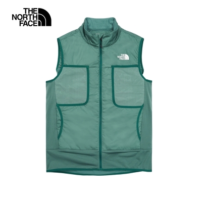 【The North Face 官方旗艦】北面男款綠色防風保暖立領鋪棉背心｜83S9I0F