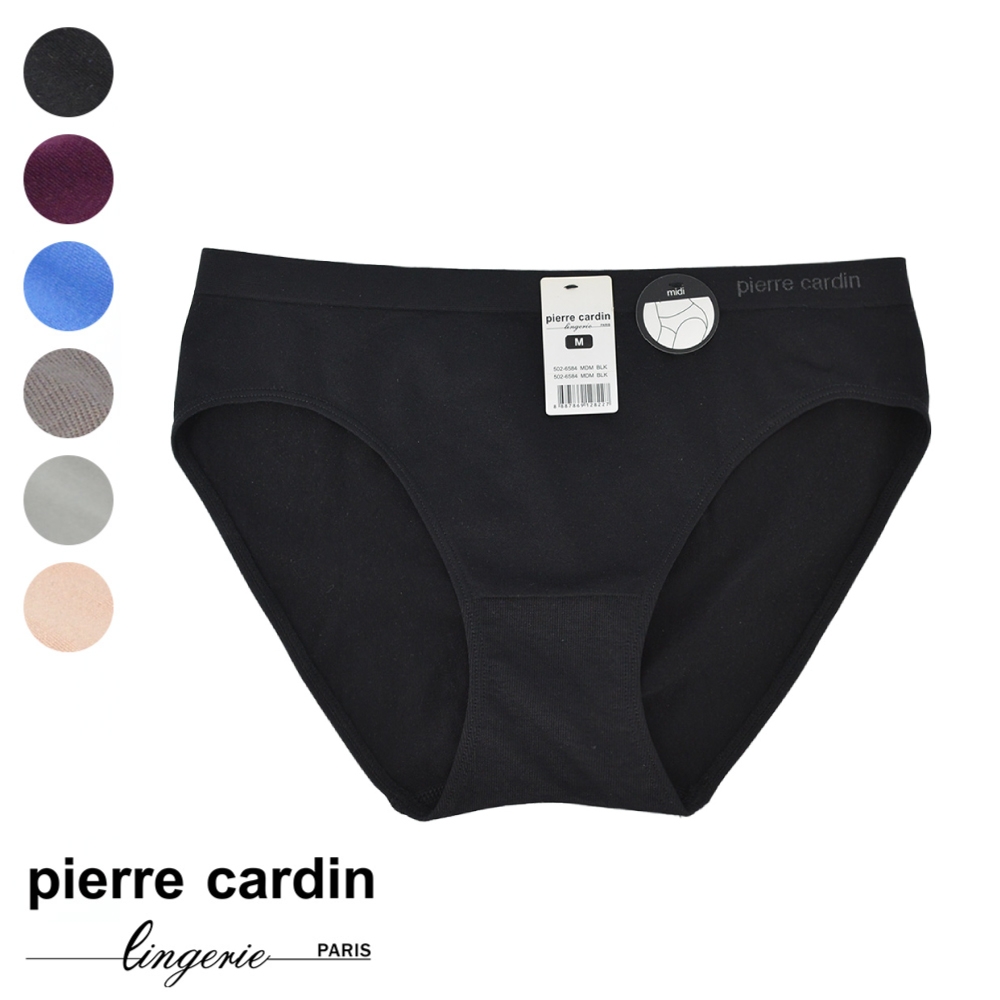 【pierre cardin 皮爾卡登女性內衣】一體成型針織中腰包臀三角褲-黑