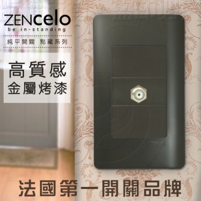 法國Schneider ZENcelo系列 埋入式高屏蔽電視插座_鐵灰色