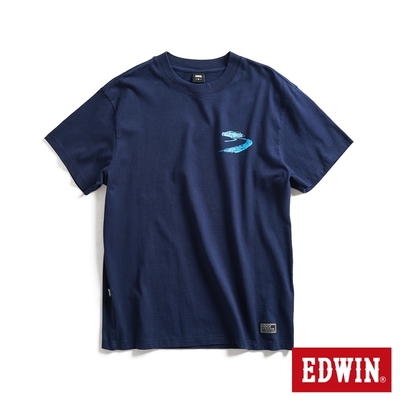 EDWIN EDGE系列 極速甩尾胎紋印花短袖T恤-男-丈青色