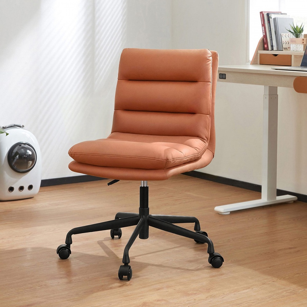林氏木業輕奢科技布電腦椅 BY015-霧橘色 (H014327812)