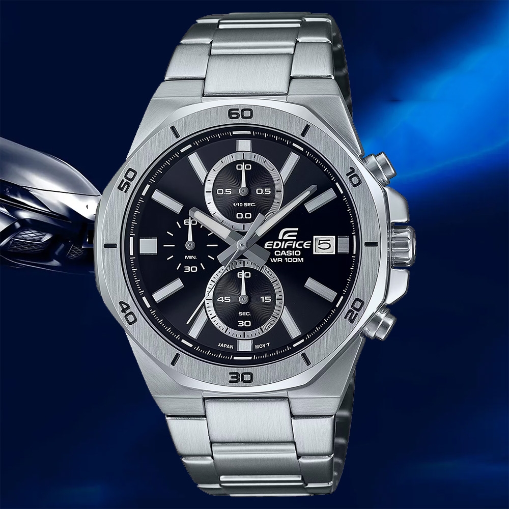 CASIO 卡西歐 EDIFICE 八角運動計時手錶 送禮推薦 EFV-640D-1AV