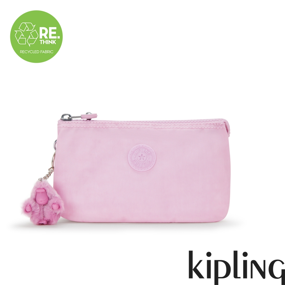 Kipling 溫柔櫻花粉紫色三夾層配件包-CREATIVITY L