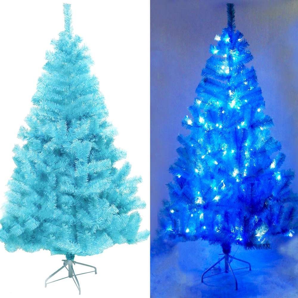 摩達客 8尺豪華版冰藍色聖誕樹+100燈LED燈藍白光3串(附IC控制器)