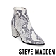 STEVE MADDEN-JILLIAN 高質感 平穩粗跟絨面後拉鍊跟靴-蛇皮白 product thumbnail 1