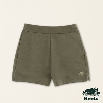 Roots女裝-都會探索系列 環保材質彈性厚磅短褲-橄欖綠