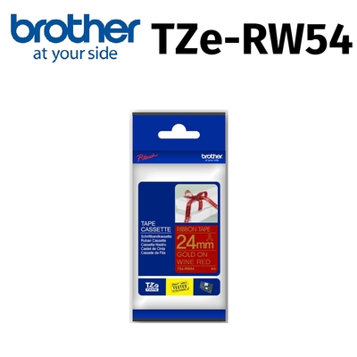 brother TZe-RW54 絲質緞帶標籤帶 ( 24mm 酒紅底金字 )