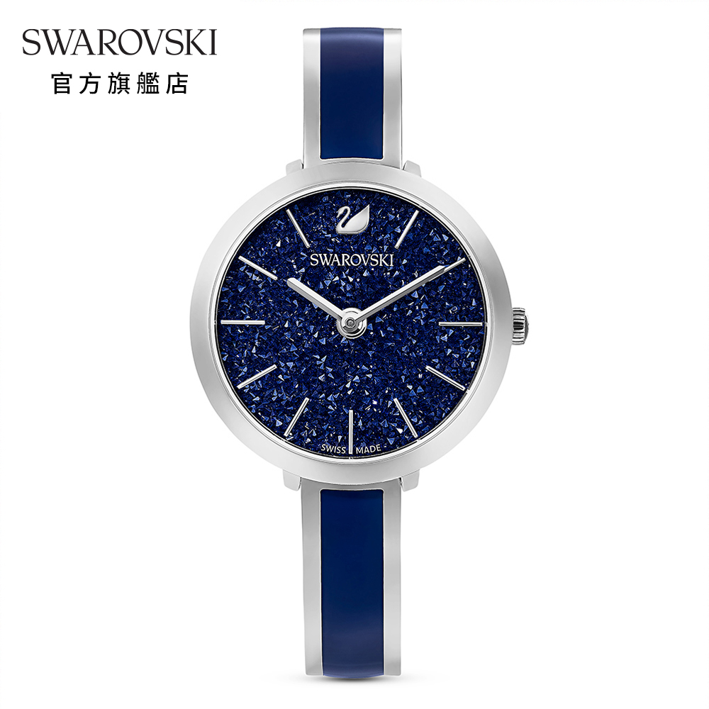 SWAROVSKI 施華洛世奇 CRYSTALLINE DELIGHT 白金色時尚湛藍璀璨腕錶