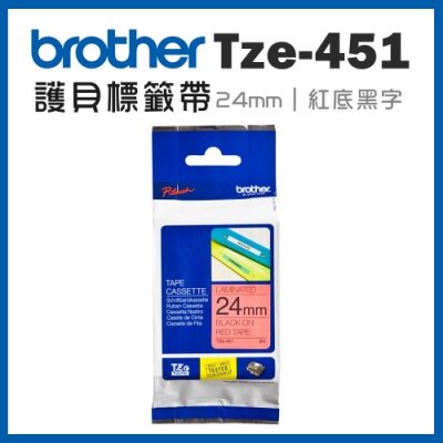 Brother TZe-451 護貝標籤帶 ( 24mm 紅底黑字 )