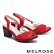 涼鞋 MELROSE 時髦迷人金屬圓釦設計高跟涼鞋－紅 product thumbnail 1