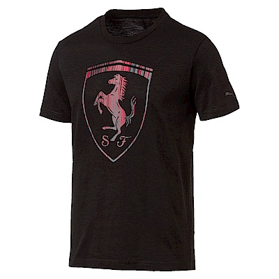 PUMA-男性法拉利經典系列夏天大盾短袖T恤-黑色-歐規