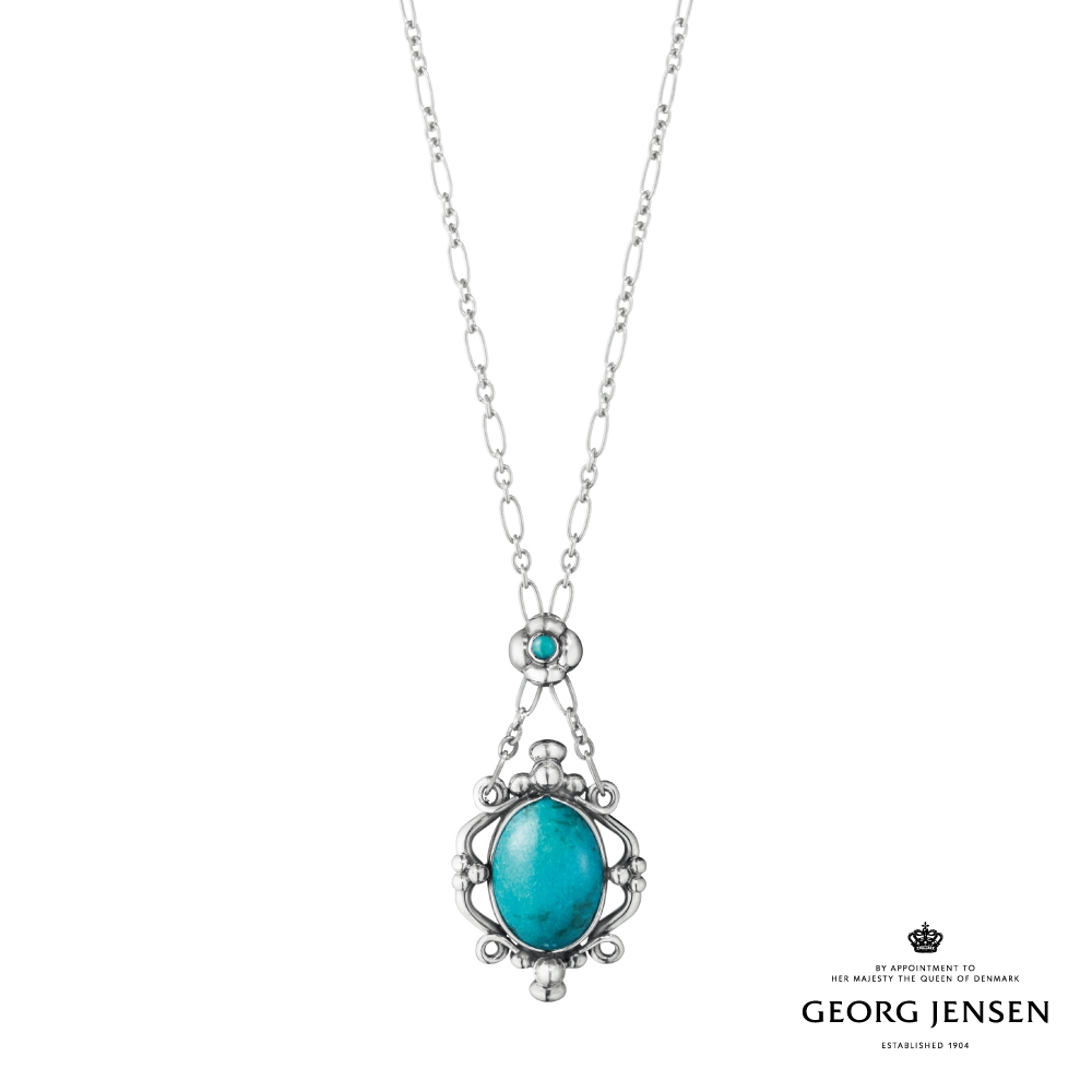 Georg Jensen 喬治傑生 MOONLIGHT BLOSSOM 綠松石純銀項鍊