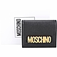 MOSCHINO 金色字母荔紋牛皮釦式短夾(黑色) product thumbnail 1