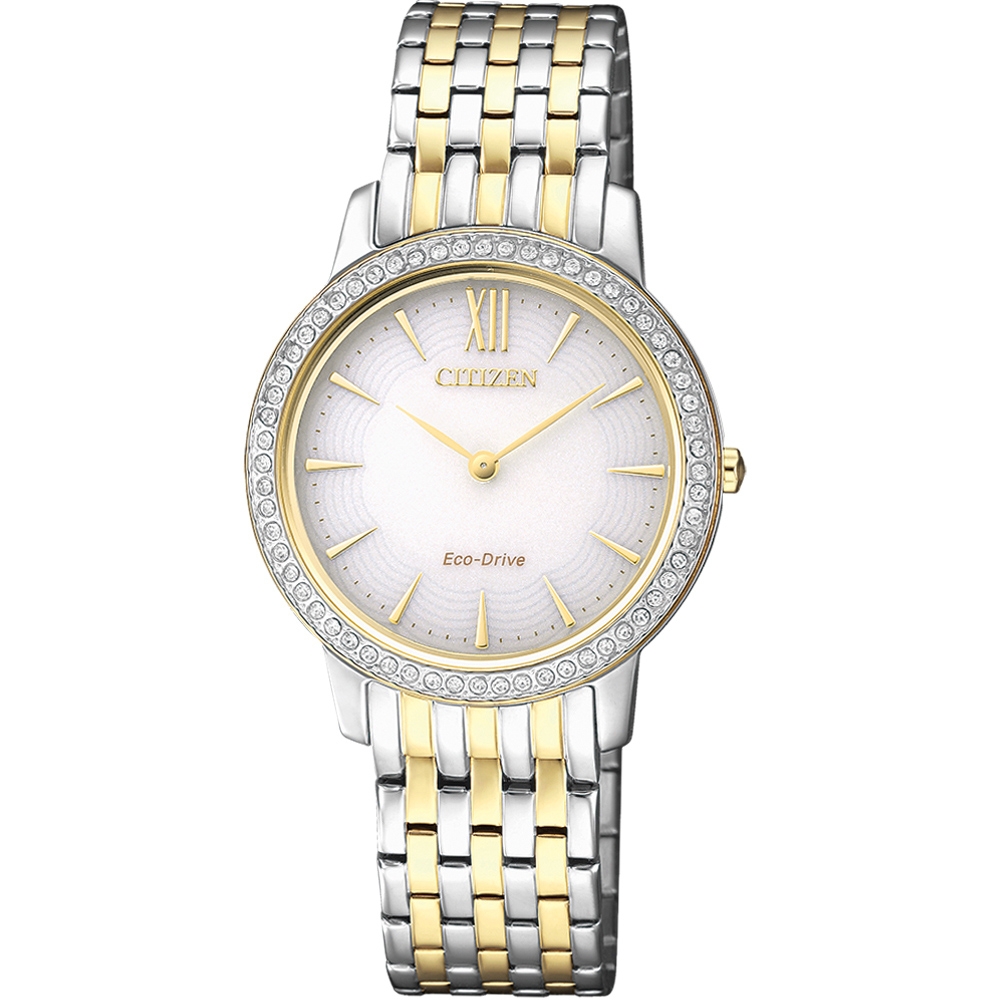 CITIZEN 星辰 LADY’S 典雅晶鑽光動能時尚女腕錶29MM(EX1484-81A)