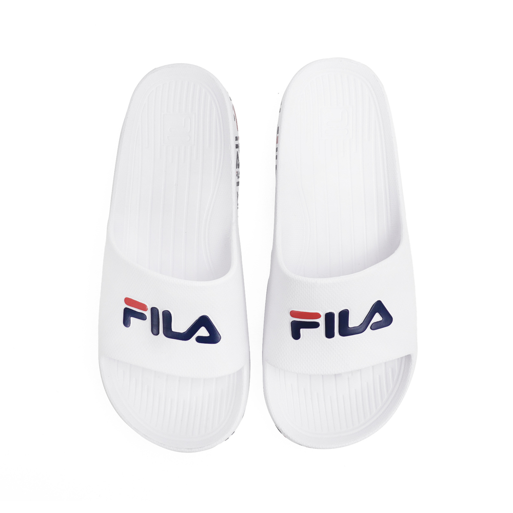 Fila Sleek Slide Premium [4-S324X-123] 男女 拖鞋 滿版字底 防水 夏日 海灘 白