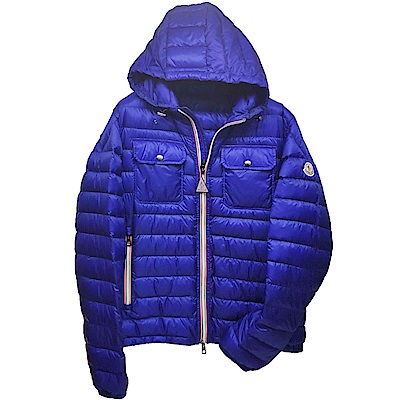 MONCLER DOURET 品牌經典羽絨車縫連帽寶藍色羽絨外套(男款)