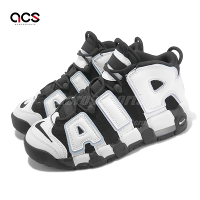 Nike 休閒鞋 Air More Uptempo GS 大童 女鞋 黑白 麂皮 漆皮 大Air 經典 DQ6200-001