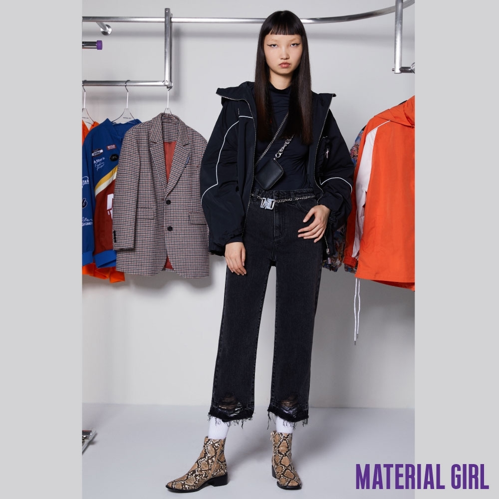 MATERIAL GIRL 復古刷破不收邊牛仔褲-A11128