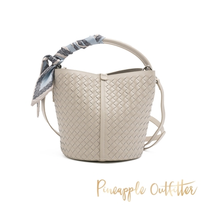 Pineapple-Outfitter-YOTAM 牛皮編織水桶兩用包-白色