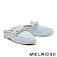 穆勒鞋 MELROSE 美樂斯 高雅品味晶鑽一字釦毛呢布穆勒低跟拖鞋－藍 product thumbnail 1
